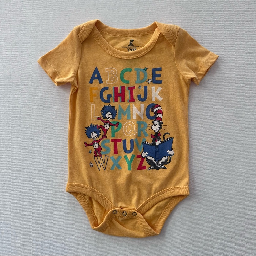 Dr. Seuss 12 Months Baby Yellow Alphabet Bodysuit